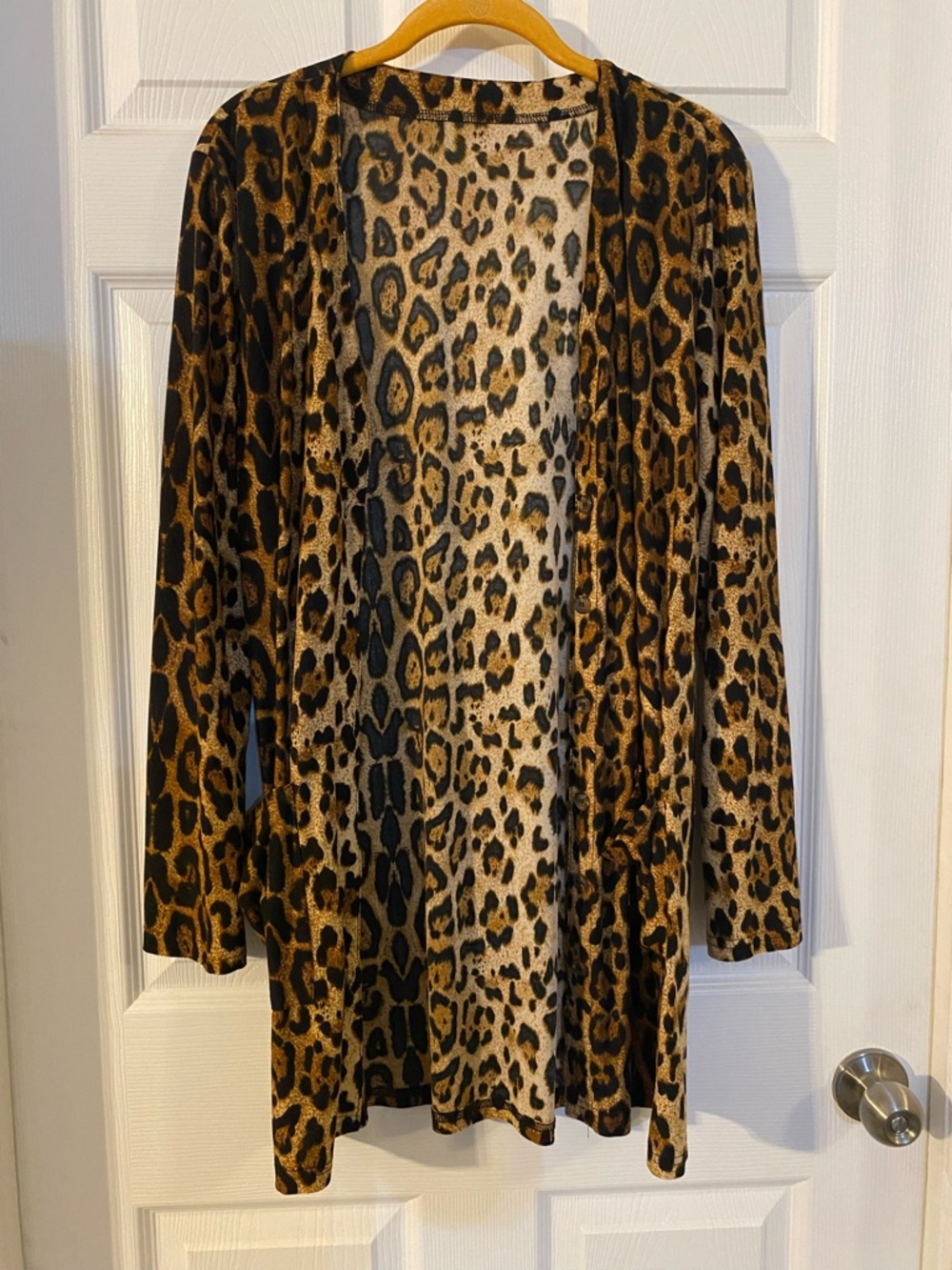 Leopard Print Open-Front Women's Cardigan Jacket - Brown/Black